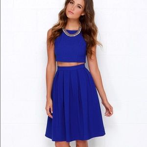 Splendidly Spry Royal Blue Two Piece Midi Dress